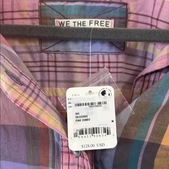 We The Free Multicolor Plaid Shirt NWT - Picture 2 of 3